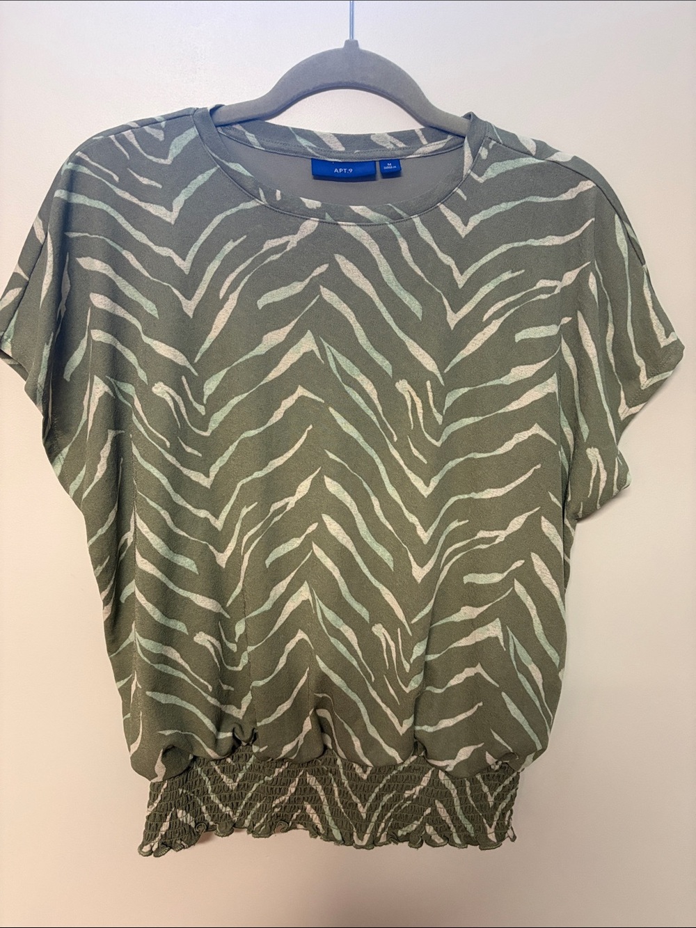 Apt. 9 Olive Zebra-Print Short Sleeve Top